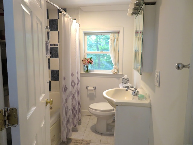 276 Parker Farms Rd, Wallingford, CT 06492 - full bathroom with tile patterned floors, vanity, and shower / bath combination with curtain