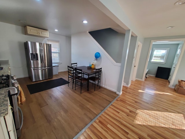 dining area featuring light hardwood / wood-style flooring