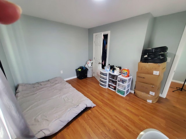 bedroom with hardwood / wood-style flooring