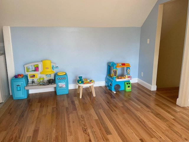 rec room featuring hardwood / wood-style floors