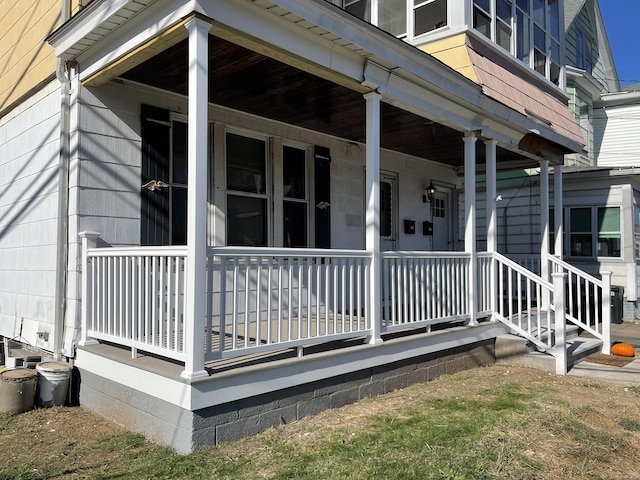 view of home's exterior featuring a porch