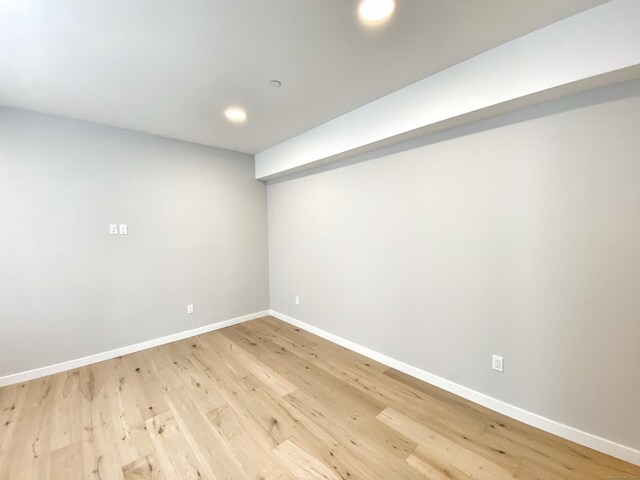 basement featuring wood-type flooring