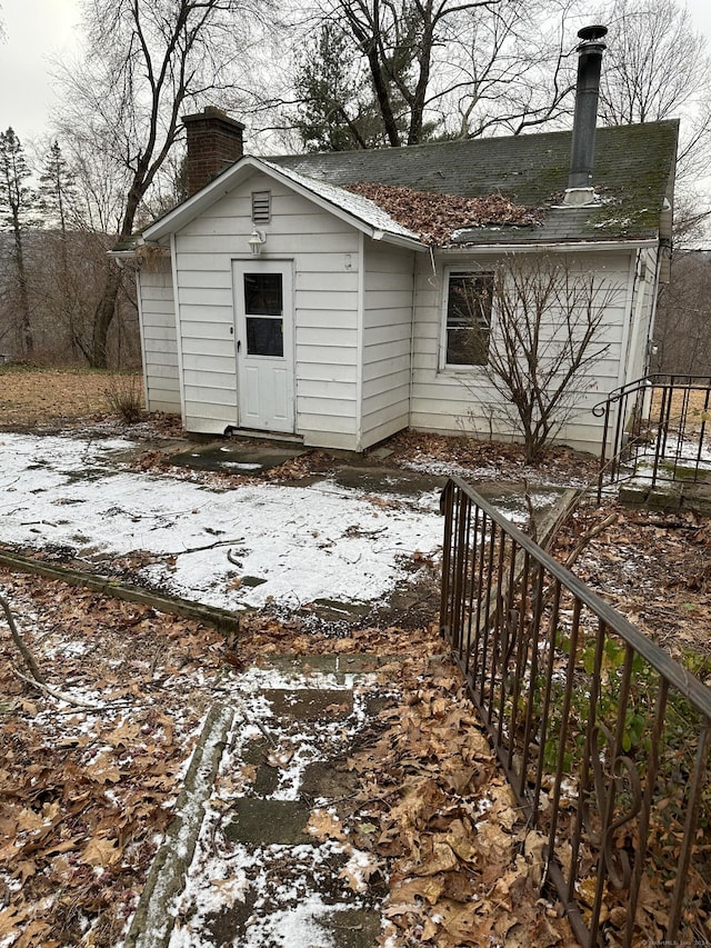 view of snow covered structure