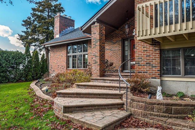 doorway to property with a balcony