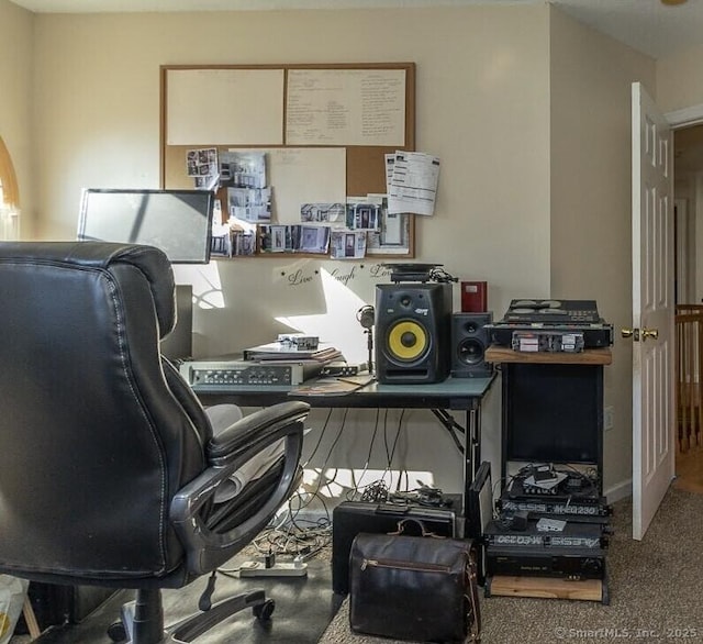 view of carpeted office space