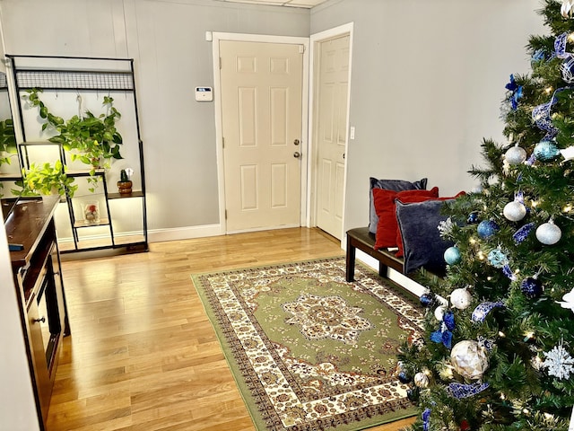 foyer with light hardwood / wood-style flooring