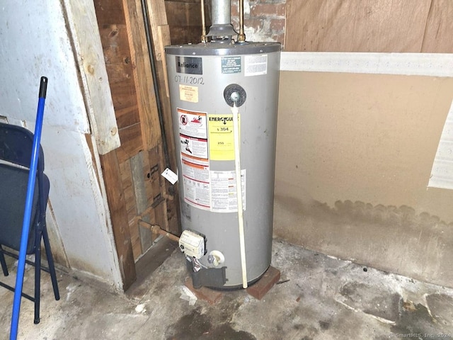 utility room with gas water heater