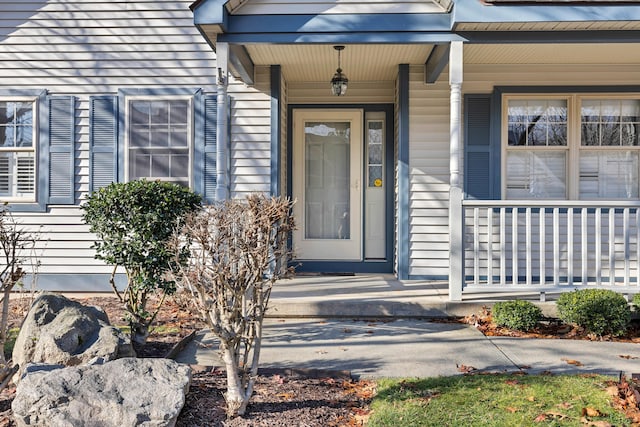 entrance to property with a porch