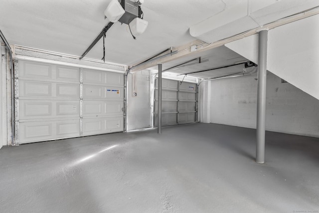 garage with a garage door opener