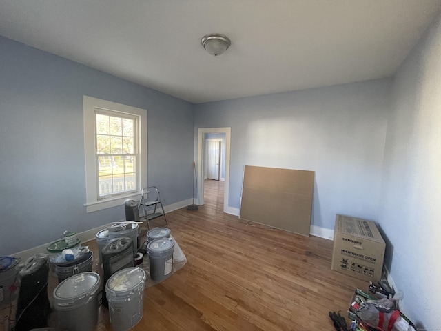 interior space with hardwood / wood-style floors