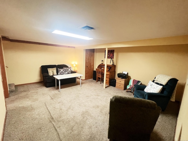 living area with carpet floors