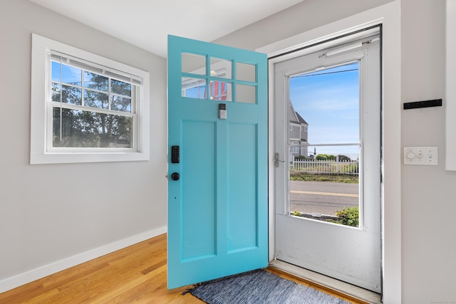 entryway featuring a healthy amount of sunlight and light wood-type flooring