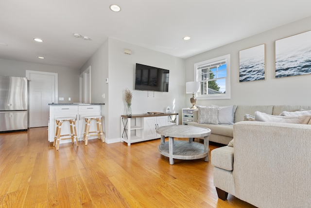 living room with light hardwood / wood-style floors