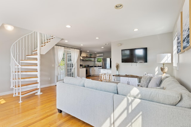 living room with hardwood / wood-style floors