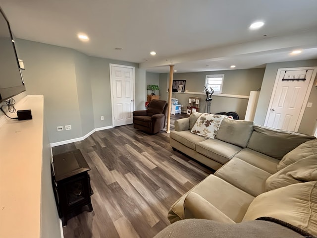 living room featuring wood-type flooring