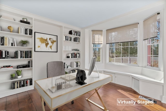 office area featuring hardwood / wood-style floors