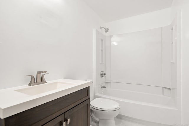 full bathroom with vanity, toilet, and tub / shower combination