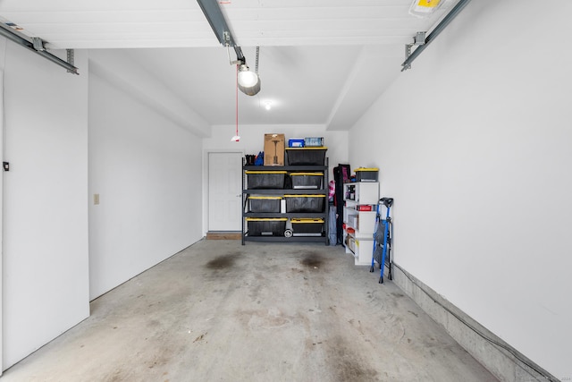 garage with a garage door opener