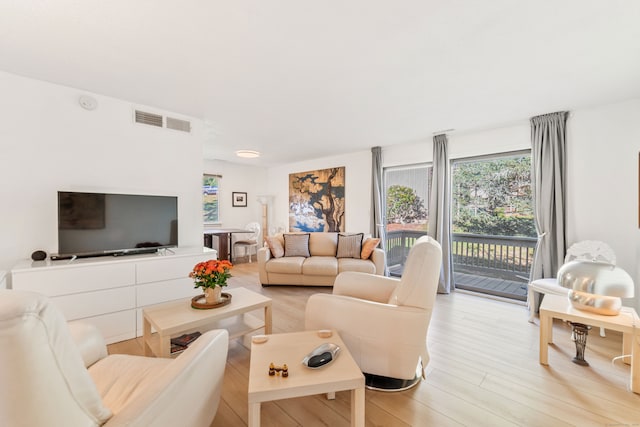 living room featuring light hardwood / wood-style flooring