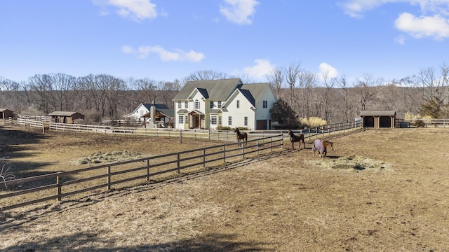 exterior space with a rural view