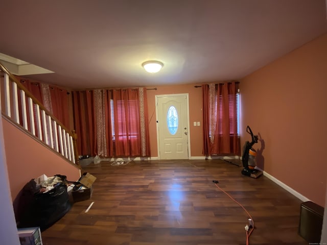 foyer featuring dark hardwood / wood-style floors