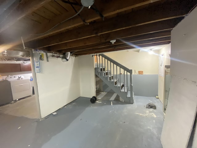 basement with separate washer and dryer