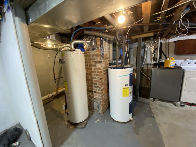 utilities with independent washer and dryer and water heater