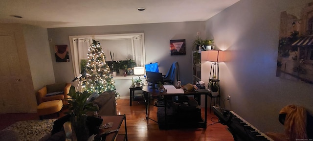 home office featuring hardwood / wood-style flooring