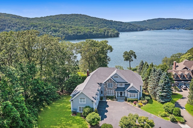 266 Great Plain Rd, Danbury, CT 06811 - aerial view of property and surrounding area featuring a water and mountain view and a heavily wooded area