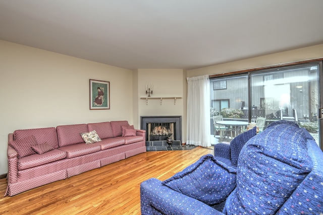 living room with wood-type flooring