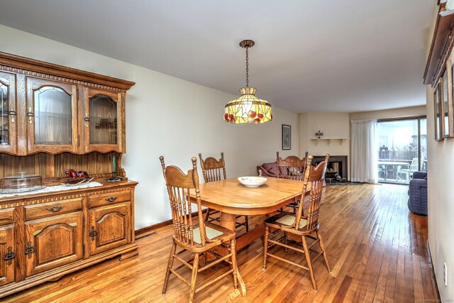 dining space with light hardwood / wood-style floors