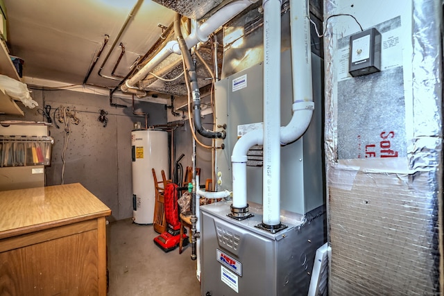 utility room with water heater