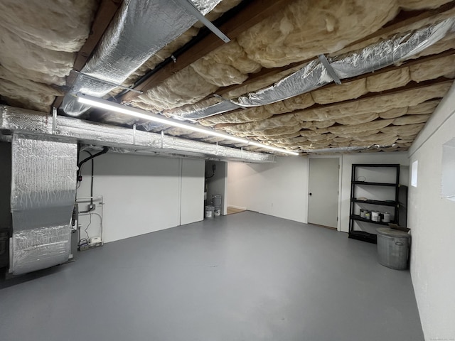 basement with heating unit