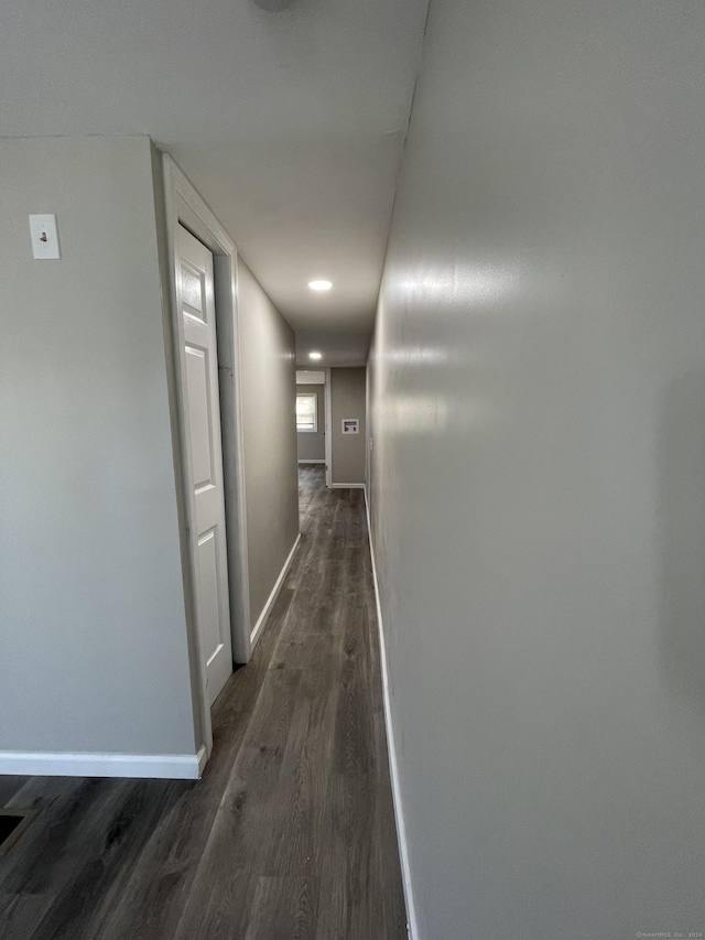 hall featuring dark hardwood / wood-style floors