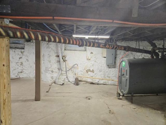 basement featuring electric panel