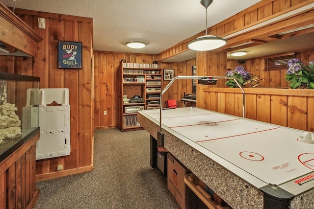 72 Providence Ave, Shelton, CT 06484 - recreation room with wood walls and dark colored carpet