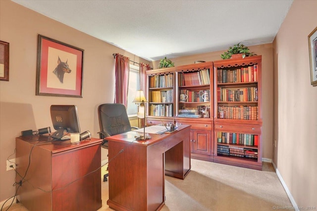 view of carpeted home office