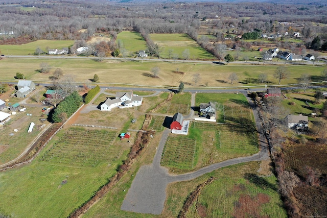 aerial view featuring a rural view