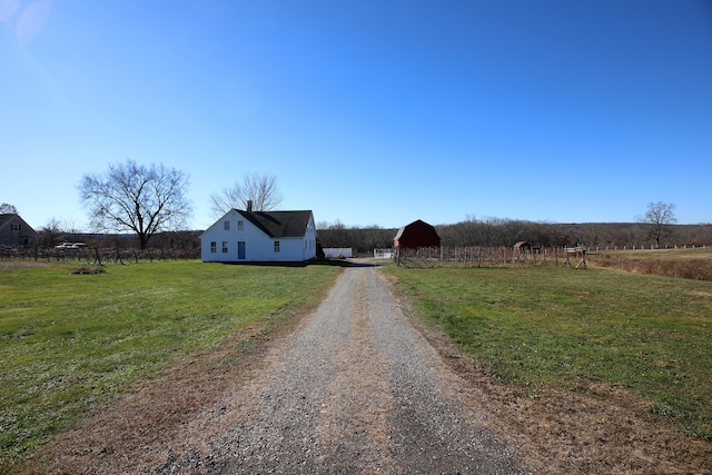 view of street with a rural view