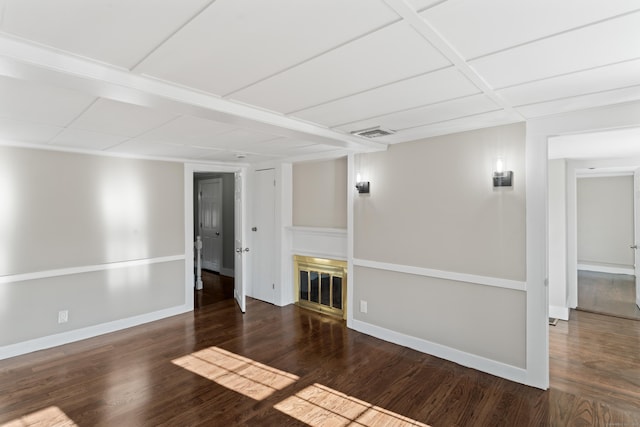 interior space with dark wood-type flooring