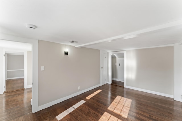 empty room with dark hardwood / wood-style floors