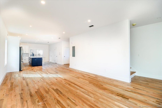 unfurnished living room with light hardwood / wood-style floors