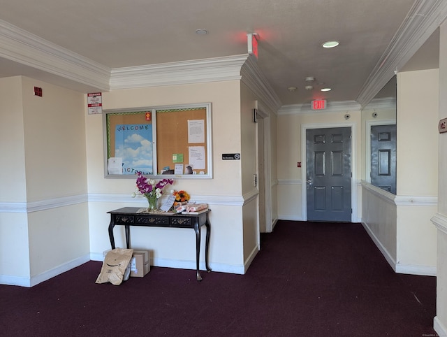 hallway with ornamental molding