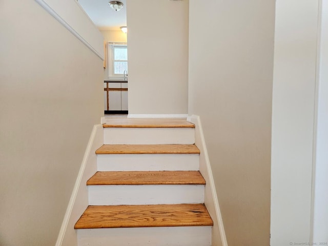 stairway with sink