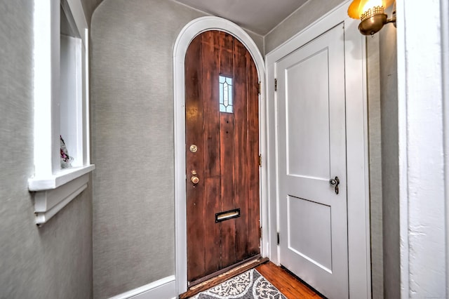 entrance foyer with hardwood / wood-style floors