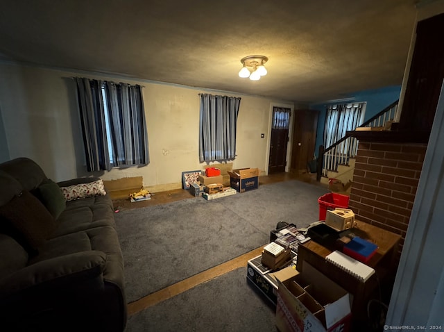 living room with carpet