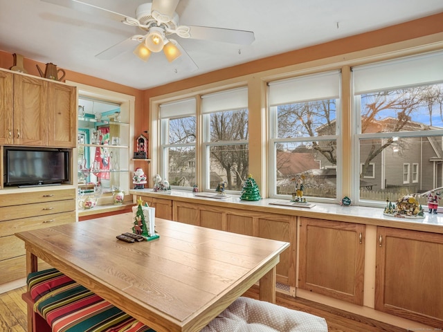 dining area featuring light wood-type flooring