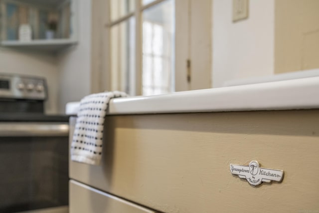 room details featuring stainless steel range with electric stovetop