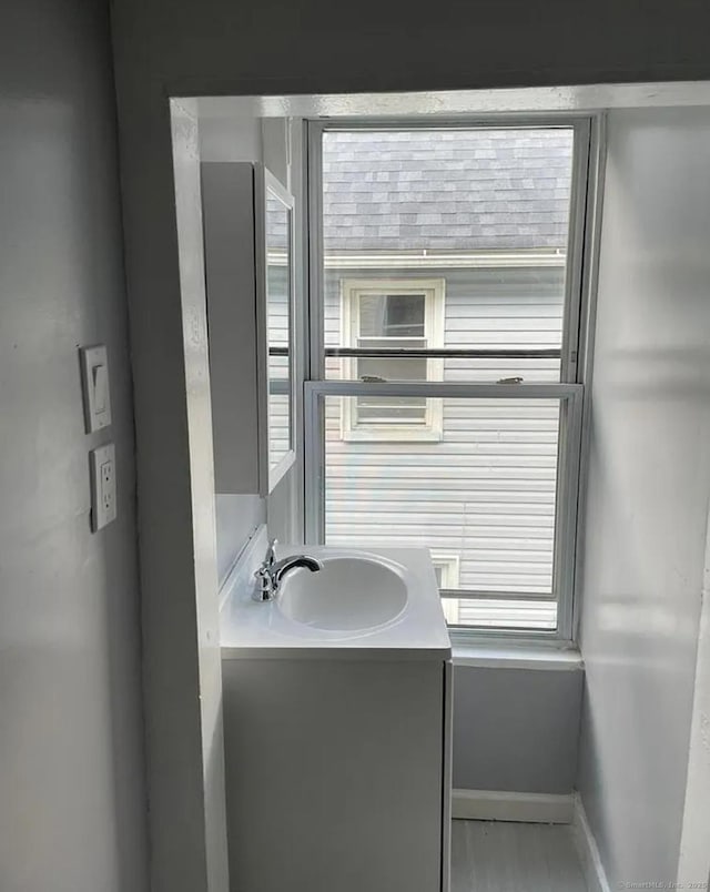 bathroom with vanity and plenty of natural light