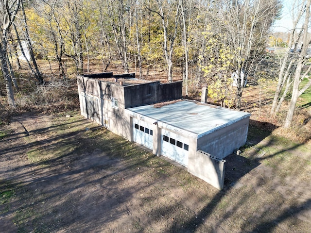 exterior space with a garage